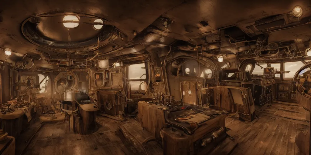 Image similar to photograph of a dieselpunk submarine interior set design, cinematic lighting, color contrast, arri alexa, anamorphic bokeh, professional lighting, 4 k, photographed by erik johansson, graded with davinci resolve