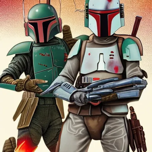 Image similar to Boba Fett as in character in Stranger Things