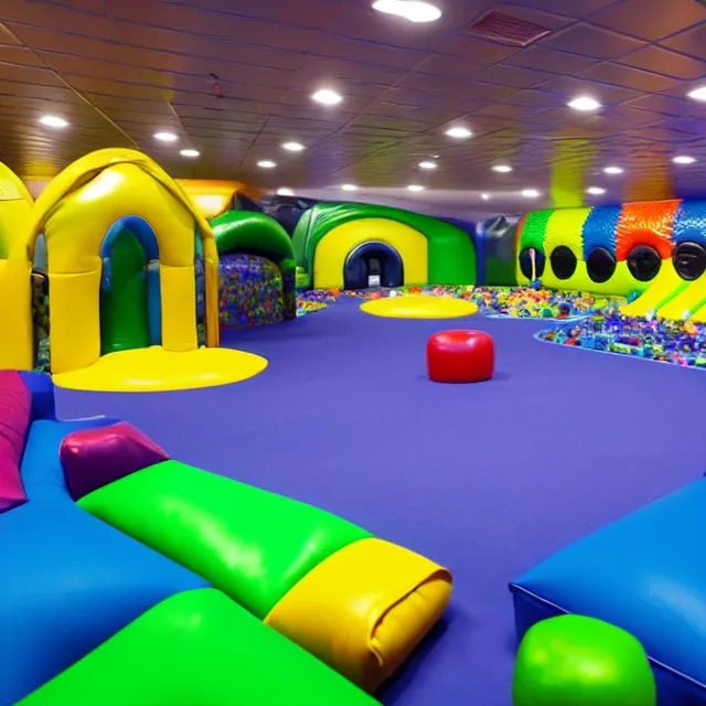 Prompt: infinite soft play area, highly detailed, 8 k, hdr, smooth, sharp focus, high resolution, award - winning photo