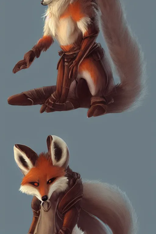 Image similar to an anthropomorphic medieval fox with a fluffy tail, backlighting, trending on artstation, digital art, furry art, trending on furaffinity, fantasy art, by kawacy