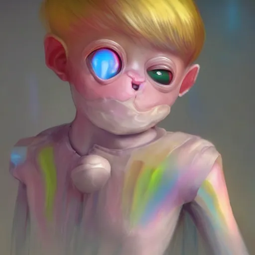 Image similar to A full body shot of a cute and mischievous huggy-wuggy from poppy-playtime the video game. Fancy Dress. Subsurface Scattering. Translucent Skin. Rainbow palette. defined facial features, symmetrical facial features. Opalescent surface. beautiful lighting. By Giger and Ruan Jia and Artgerm and WLOP and William-Adolphe Bouguereau. Photo real. Hyper-real. Photorealism. Fantasy Illustration. Sailor Moon hair. Masterpiece. trending on artstation, featured on pixiv, award winning, cinematic composition, dramatic pose, sharp, details, Hyperrealism, HD, HDR, 4K, 8K.