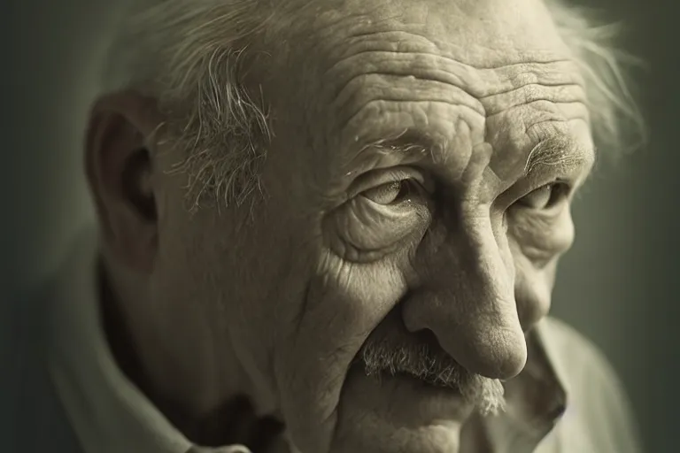 Image similar to a cinematic, headshot portrait, of an old man, looking in the window, fantasy, dramatic, soft light, dreamy, facial features, detailed, deep focus, movie still, dramatic lighting, ray tracing, by hendrik kerstens and paolo roversi