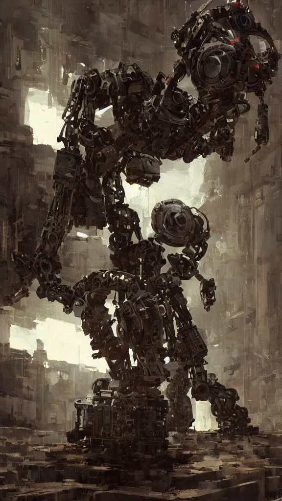 Prompt: robot painting a robot on canvas, intricate, highly detailed, photorealistic, film still, by greg rutkowski.