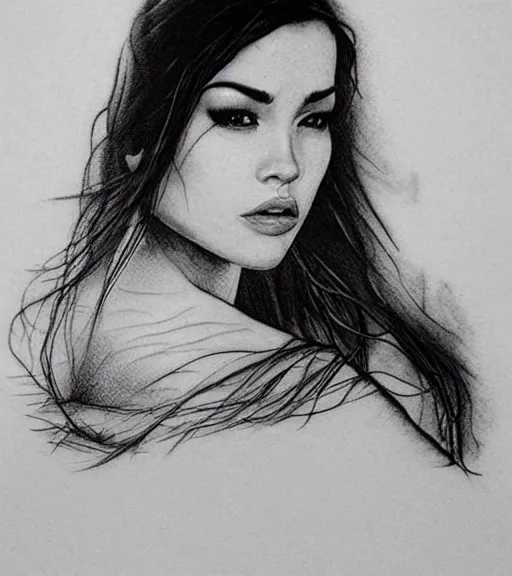 Image similar to double exposure of a beautiful mountain scenery with a beautiful woman face, tattoo design sketch, in the style of matteo pasqualin, hyper - realistic, amazing detail, black and white