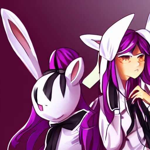 Prompt: Reisen Udongein Inaba, in front, long hair, touhou, bunny ears