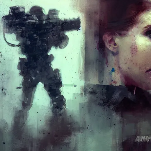 Image similar to Amy Adams as The Punisher. Painting by Jeremy Mann. Trending on Artstation. 4K