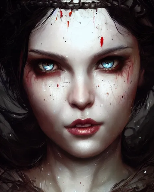 Prompt: snow white, hyper realistic face, beautiful eyes, fantasy art, in the style of greg rutkowski, intricate, hyper detailed, smooth