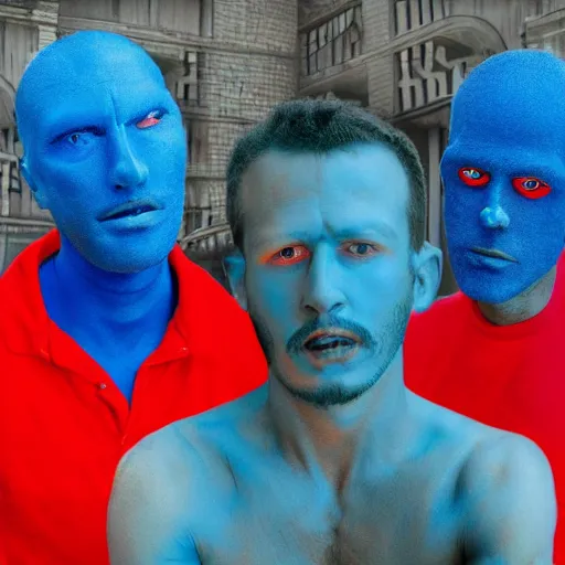 Prompt: blue and red men