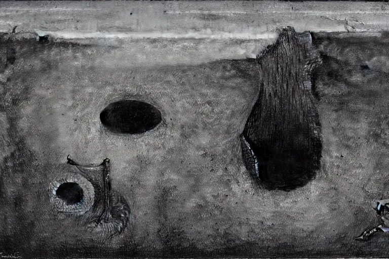 Prompt: hole in the ground by beksinski