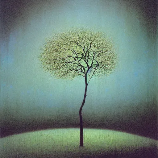Prompt: spring tree by Beksinski