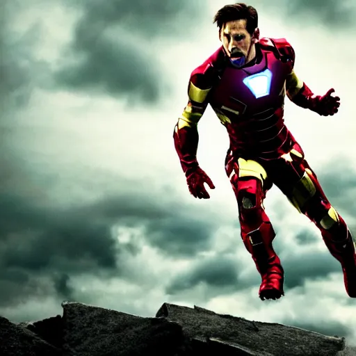 Image similar to Lionel Messi as Ironman in The Avengers, Marvel, Film Still, 35mm dramatic lighting, cinematic, deep focus, styleframe,