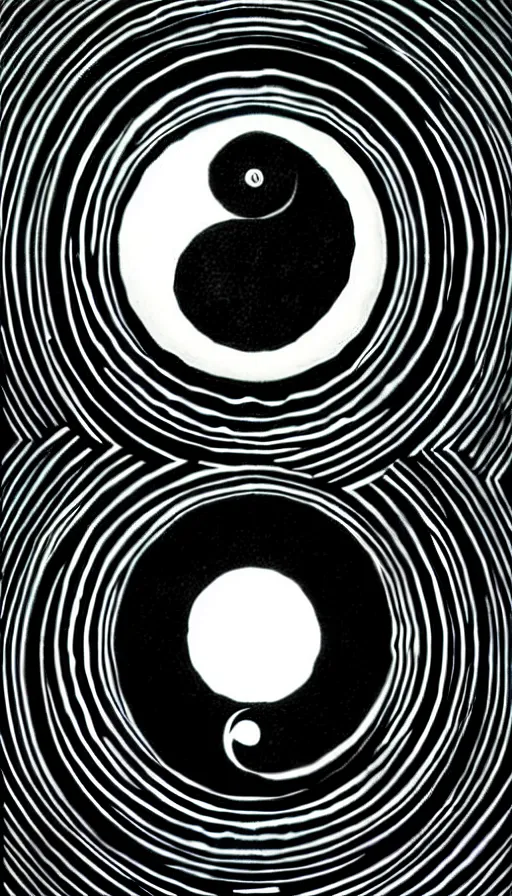 Image similar to Abstract representation of ying Yang concept, by David A. Hardy