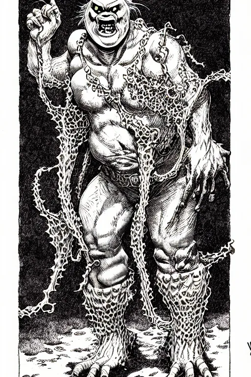 Prompt: slimer ghost as a d & d monster, full body, pen - and - ink illustration, etching, by russ nicholson, david a trampier, larry elmore, 1 9 8 1, hq scan, intricate details, inside stylized border