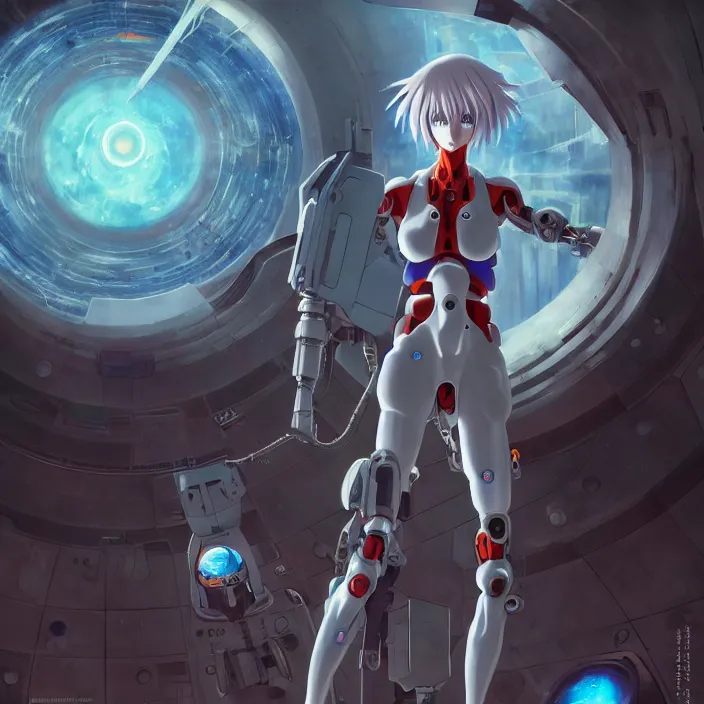 Image similar to Female Anime Character rei ayanami cyborg, giygas, epcot, inside a space station, eye of providence, Beksinski Finnian vivid Wojtek William to eye, hellscape, mind character, Environmental occlusion theme Jia, a William mans character, Artstation station female hyperdetailed with , rei ayanami