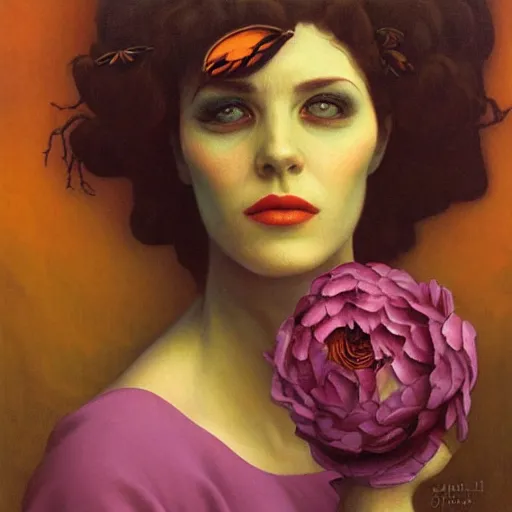 Image similar to portrait of a flower woman, by gerald brom