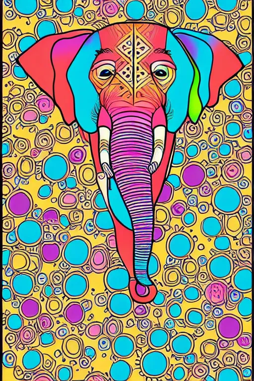 Prompt: minimalist boho style art of a colorful elephant, illustration, vector art