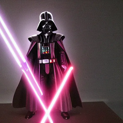 Prompt: darth vader with white armor and a purple lightsaber