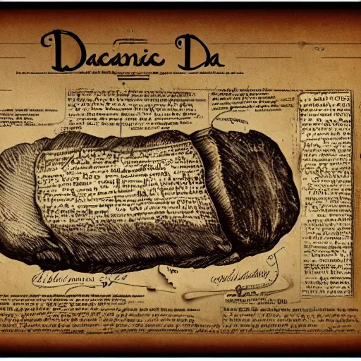 Image similar to highly detailed schematic of steak, parchment, da vinci