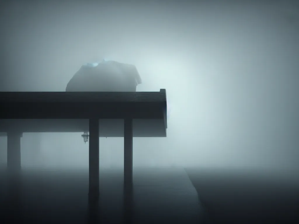 Image similar to random dramatic beautiful melancholy, octane render, dramatic fog in old sad room