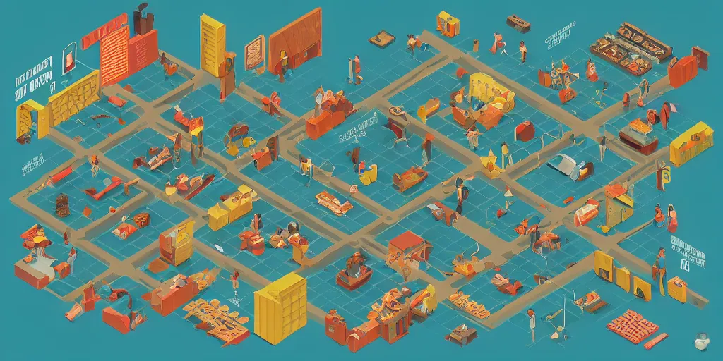 Prompt: isometric infographic by Wes Anderson