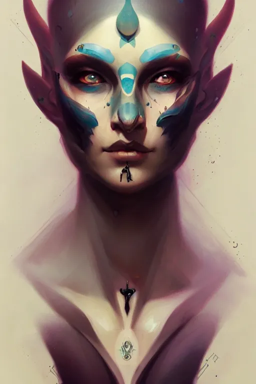 Prompt: facial tattoo design by peter mohrbacher and craig mullins