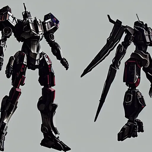 Image similar to cinematic still in ps 5 armoredcore 6, one slim full body ornate armored core by fujioka kenki and by mamoru nagano,