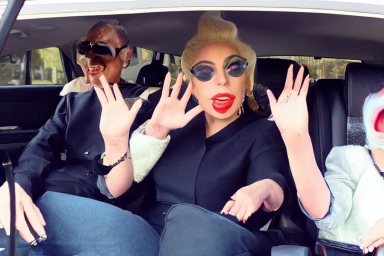 Image similar to lady gaga and judy garland carpool karaoke