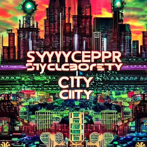 Image similar to synthesizer city, cinematic