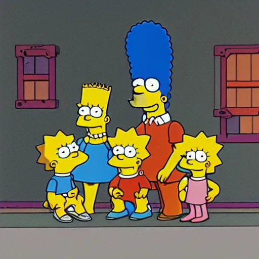 Image similar to photograph of the simpsons, 5 0 mm color photography
