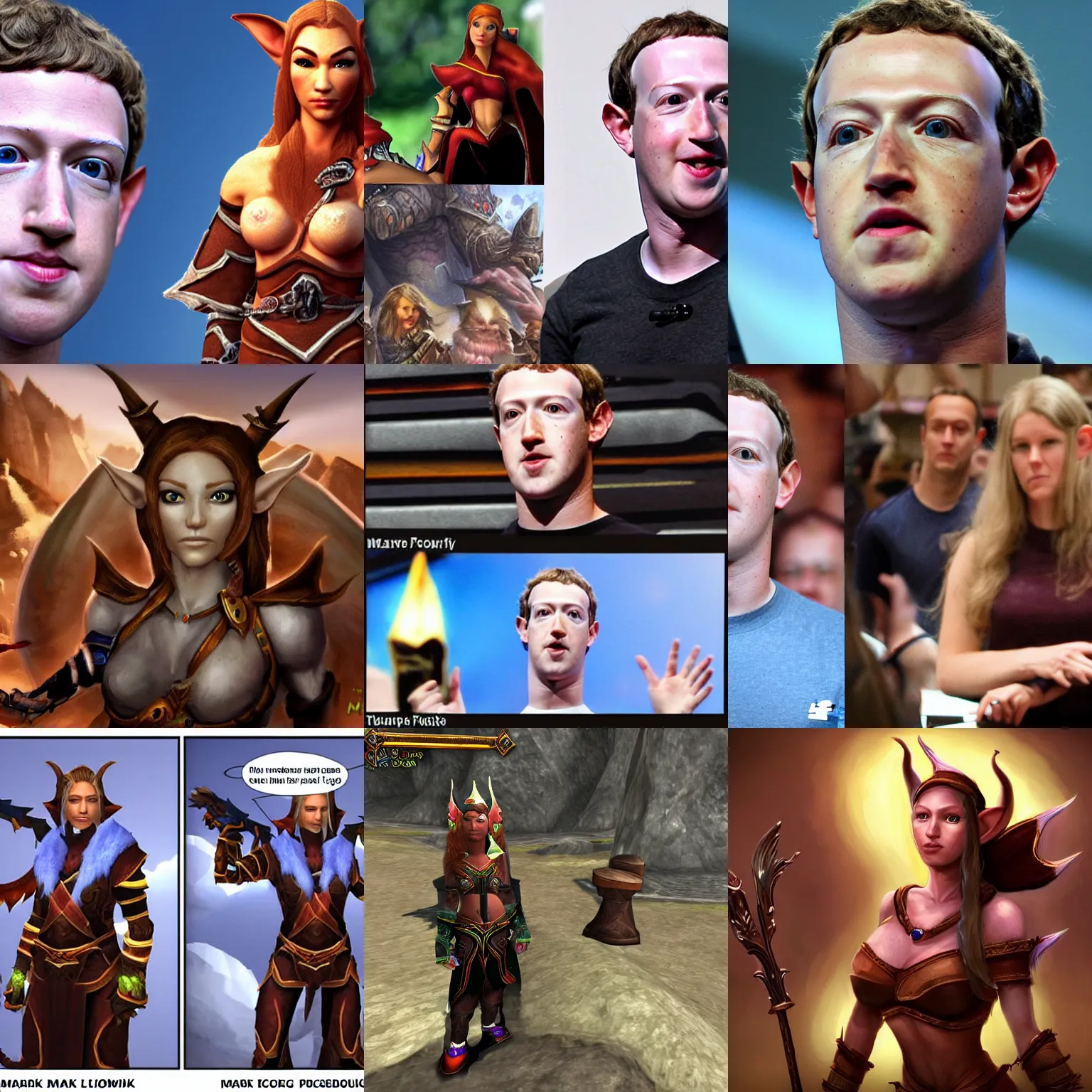 Prompt: Mark Zuckerberg is a beautiful elf huntress from World of Warcraft