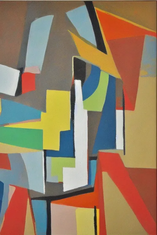 Prompt: mid century modern art on canvas by bernard simunovic