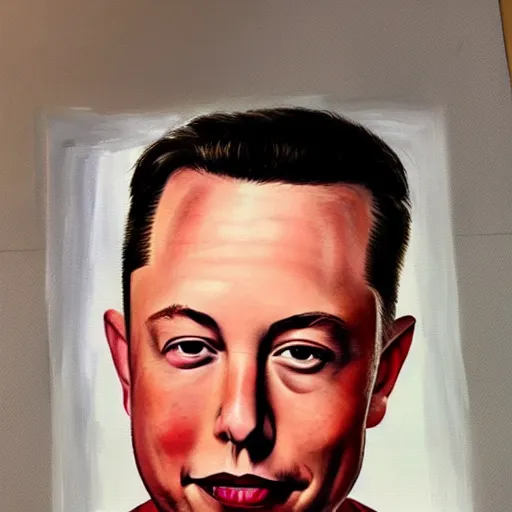 Image similar to painting of Head shaved Elon musk