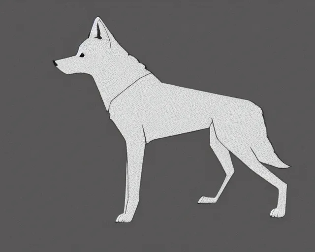 Prompt: professional digital art of a full-body outline of a wolf, very simple, minimalistic, no color, high quality, HD, 8K,