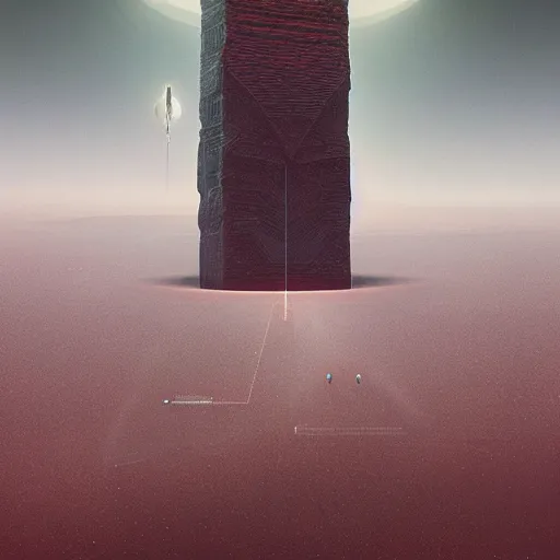 Image similar to Enigmatic black monolith in space with mysterious hieroglyphs, deeply detailed, 8k, by Beeple, Beksinski, and Hsiao-Ron Cheng