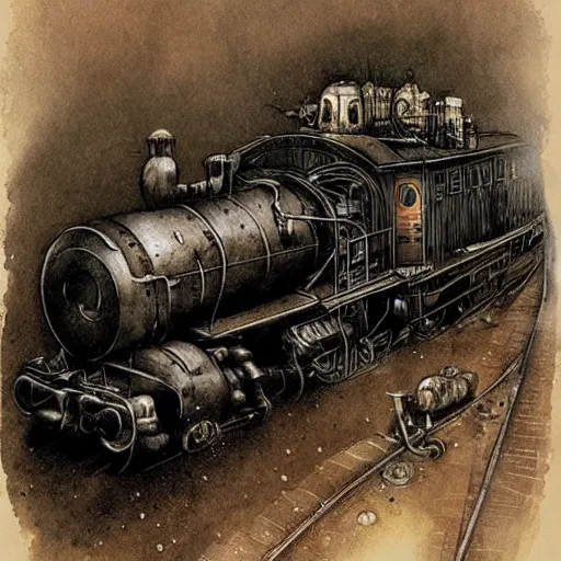 Image similar to an eerie witch locomotive, by jean - baptiste monge