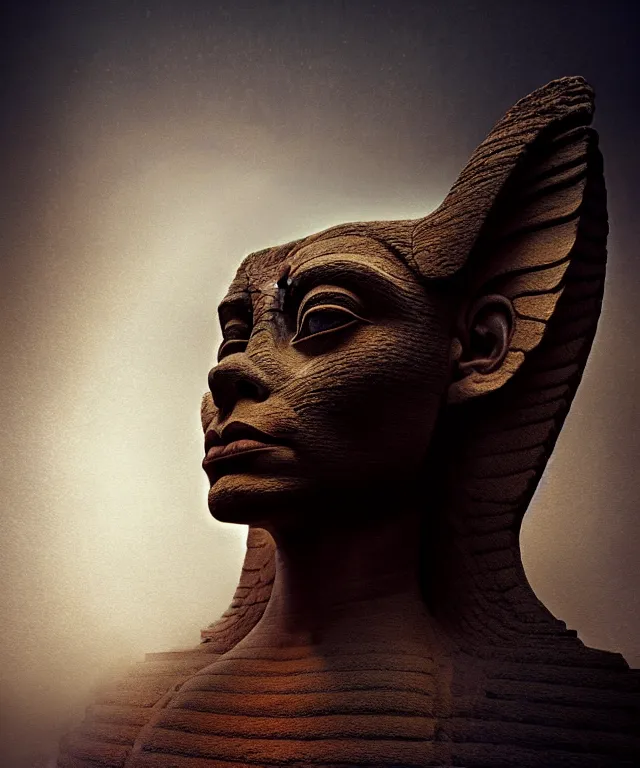 Image similar to epic professional digital art the sphinx, horrific yet beautiful vibe, evocative, atmospheric lighting, painted, intricate, highly detailed, by leesha hannigan, wayne haag, reyna rochin, ignacio fernandez rios, mark ryden, iris van herpen, artstation, cgsociety, stunning, gorgeous, sharp focus, cinematic, masterpiece