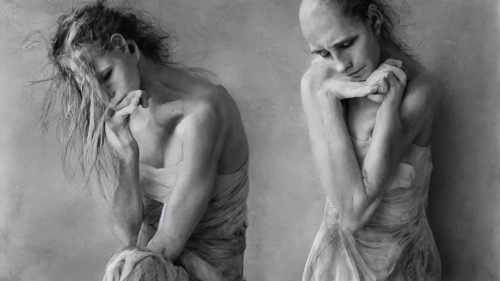 Prompt: despair, intricate faces by Karolina Kuras, sally mann, annie liebowitz