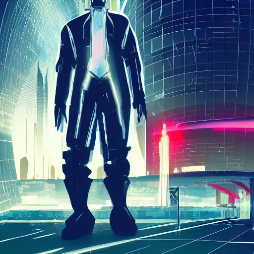 Prompt: cyberpunk john hammond as the leader of a futuristic communist nation, cybernetics, sharp lines, digital, artstation, colored in