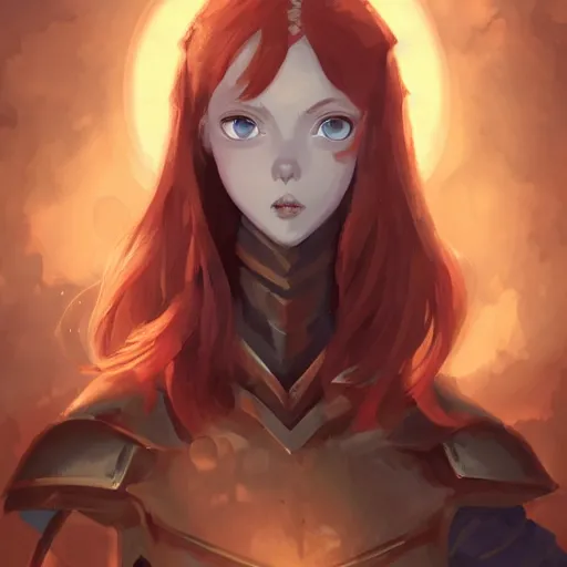 Image similar to portrait of a young redheaded woman with blue eyes and wearing armor, fighting shadowy bug demons, medieval background, highly detailed, digital painting, artstation, matte, by makoto shinkai, animation style, studio ghibli, anime key visual