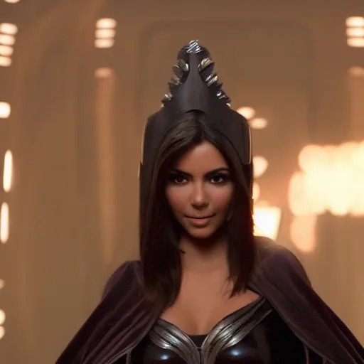 Image similar to victoria justice with kim kardashian body as princess padme in star wars episode 3, 8 k resolution, cinematic lighting, anatomically correct