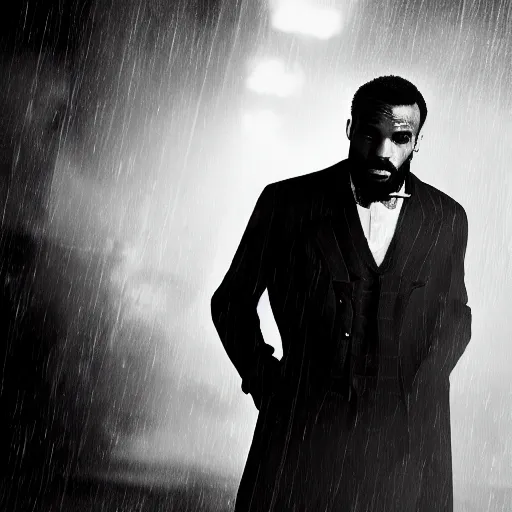 Image similar to lacazette as a 1 9 4 0 s gangster, noir, fog, serious, extreme detail, realistic, 4 k