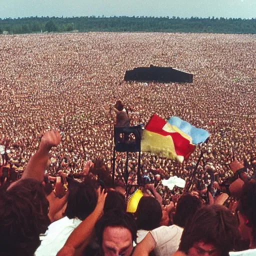 Image similar to the doors playing at Woodstock 99’ with a good view of the band and audience