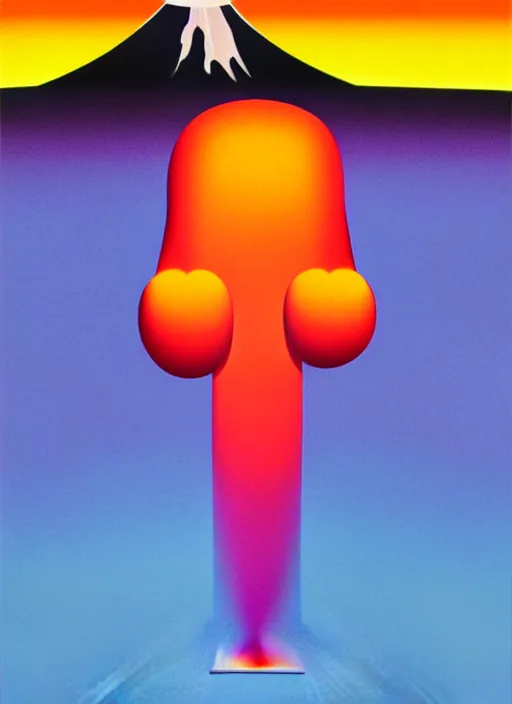 Prompt: fuji by shusei nagaoka, kaws, david rudnick, airbrush on canvas, pastell colours, cell shaded, 8 k