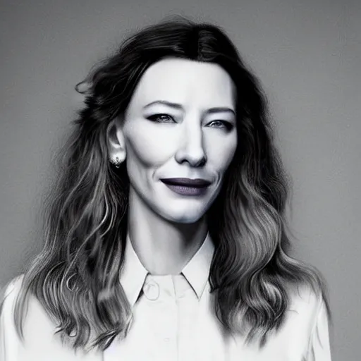 Image similar to portrait of cate blanchett in the style ok ukiyo-3