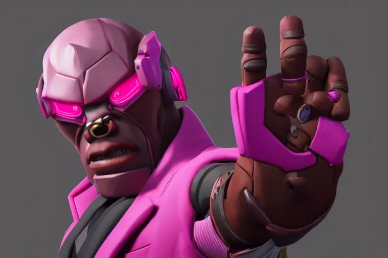 Image similar to doomfist, pink blazer, overwatch game, digital art, high detailed, unreal engine, artstation, 3 d render