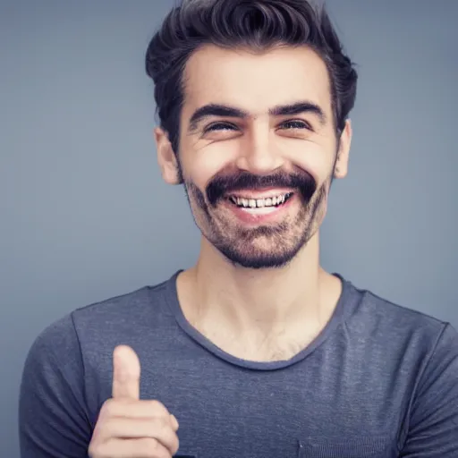 Image similar to man with an impossibly large grin