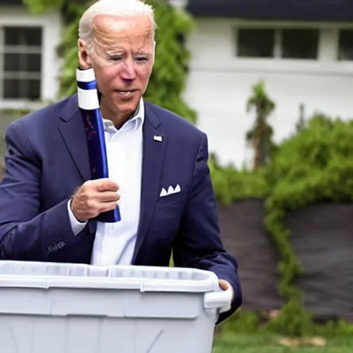 Image similar to joe biden eating from a dumpster