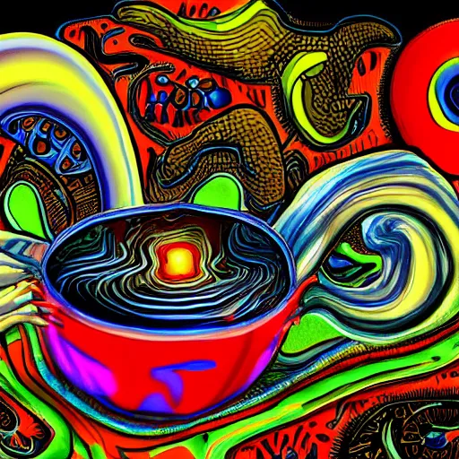 Prompt: boiling imagination in a bowl, super freaky, ultra detailed, digital painting