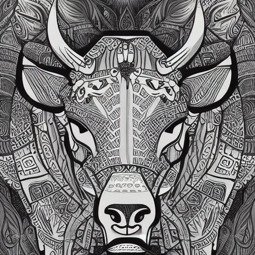 Image similar to gray paper + an intricate cute bull depiction + elaborate illustration, very detailed, deviantart, 8 k vertical wallpaper, tropical, colorful, airy, anime illustration, anime nature