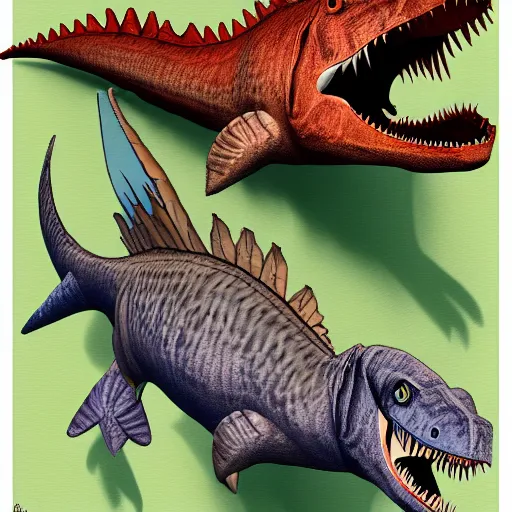 Prompt: fish dinosaur concept art